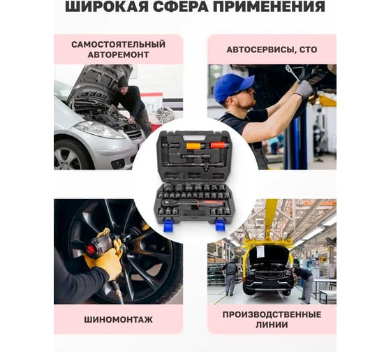 Набор инструментов FORCEKRAFT ударные, 32пр, 1/2" FK-4323-5MPB(26459)