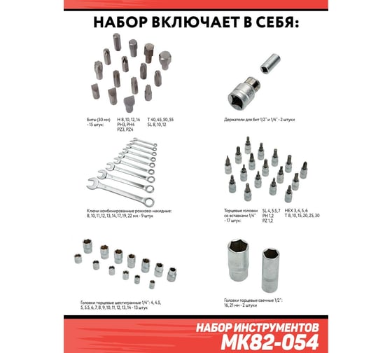 Набор инструментов Дед Макар 82 предмета МК82-054 00-00000200