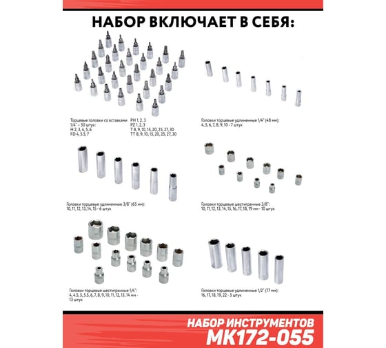 Набор инструментов Дед Макар 172 предмета МК172-055 00-00000199