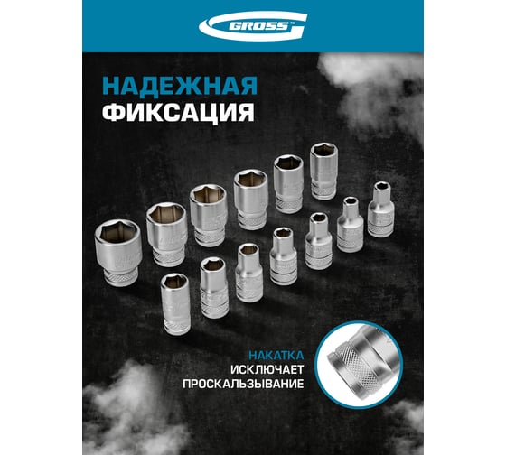 Набор инструментов GROSS 82 предметов, 120 зубьев, CrV, 1/4, 1/2 14149