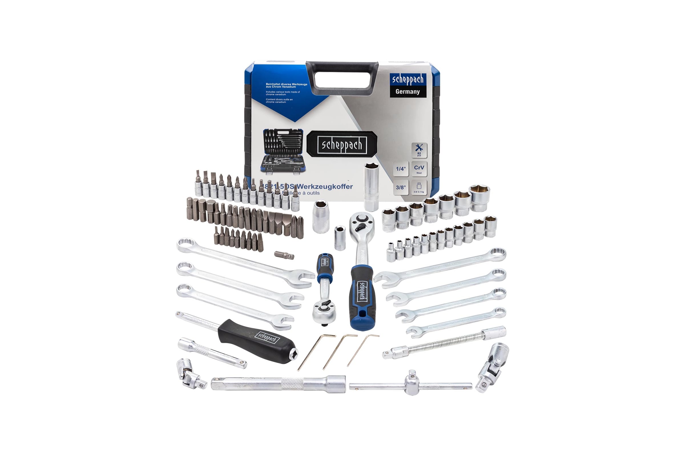 НаборинструментовScheppach1/4",3/8",82предметаSch-4821-5DS(60769)