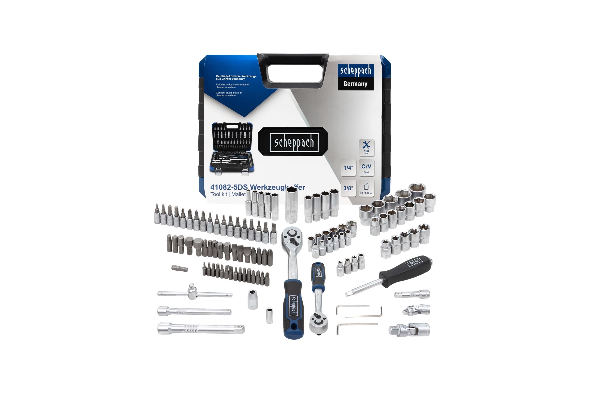 НаборинструментовScheppach1/4",3/8",108предметовSch-41082-5DS(60771)