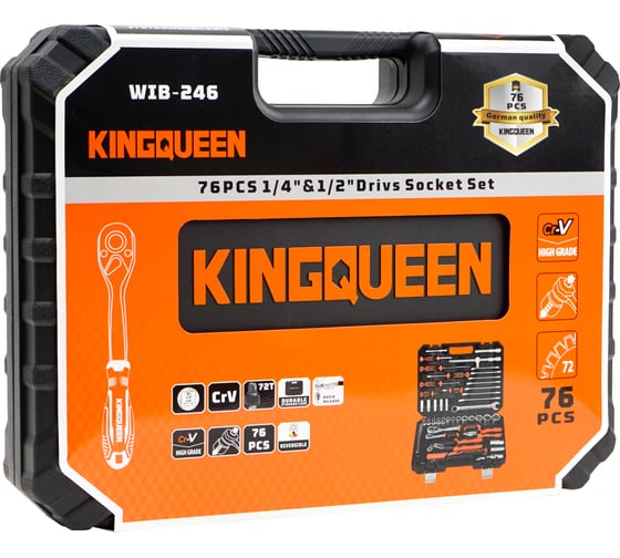 Набор инструментов KINGQUEEN 76 предметов, 72 зуба WIB-246