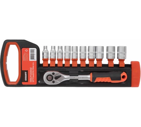 Набор шестигранных головок Gigant с трещоткой 1/4", 11 предметов GSRW-11/14