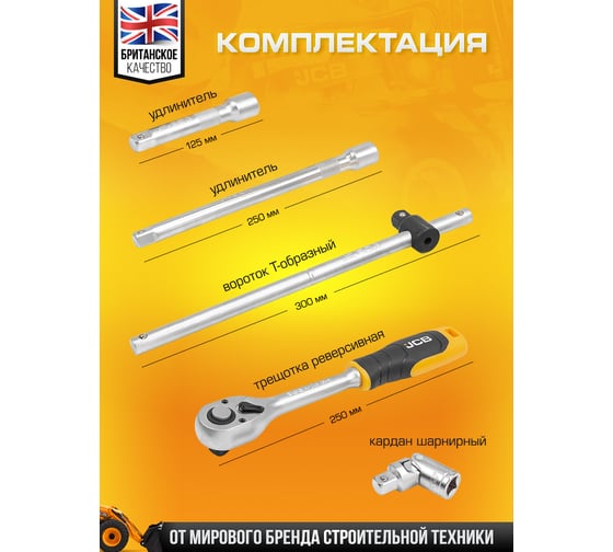 Набор инструментов JCB 36 предметов 1/2 JCB-4362M(60498)