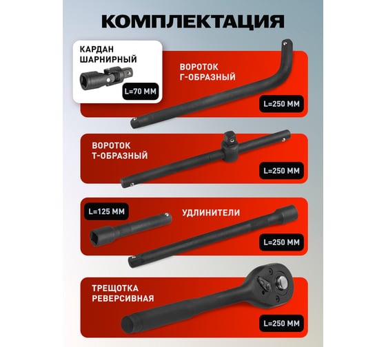 Набор инструментов EVERFORCE 24 предмета 1/2", 6гр., 8-32мм EF-4245B-5MPB(59964)