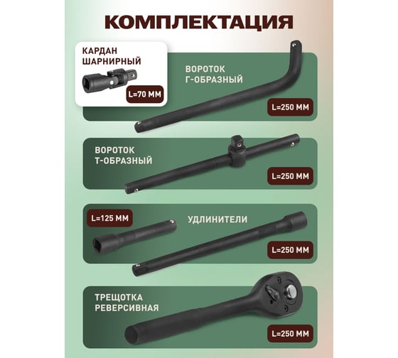 Набор инструментов Forsland 24 предмета 1/2", 6гр. Forsland-4245B-5MPB(59965)