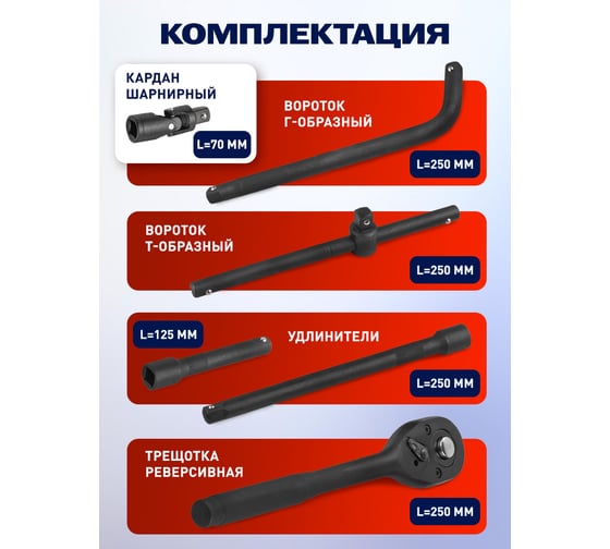 Набор инструментов YATAFORCE 24 предмета 1/2", 6гр., 8-32мм YF-4245B-5MPB(59961)
