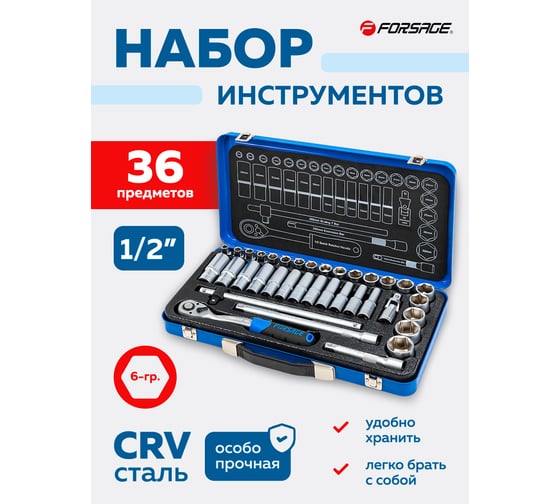 Набор инструментов Forsage 36 предметов 1/2 F-4362M(60500)
