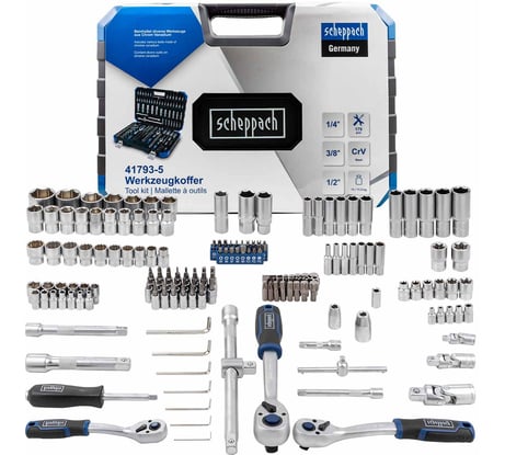 Набор инструментов Scheppach 179 предметов 1/4 3/8 1/2 Sch-41793-5(60808)
