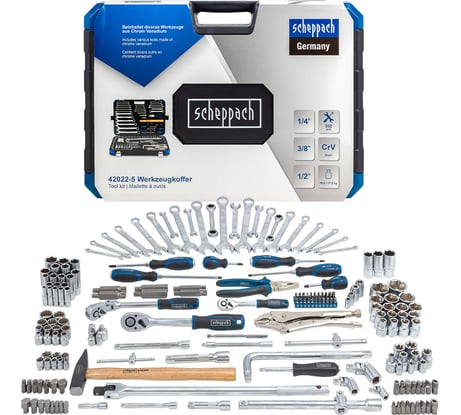 Набор инструментов Scheppach 202 предмета 1/4 3/8 1/2 Sch-42022-5(60807)