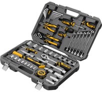 Набор инструментов Denzel 1/2", 1/4", CrV, S2, пластиковый кейс, 64 предмета 15801