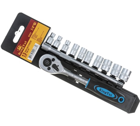 Набор головок с трещоткой и удлинителем в пластиковом держателе KINGTUL 13пр. 1/4" 10050 KT413