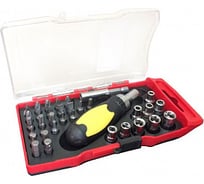 Реверсивная отвертка с набором бит, головок и адаптеров KingTul 1/4" 35пр KT35(922)