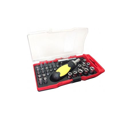 Реверсивная отвертка с набором бит, головок и адаптеров KingTul 1/4" 35пр KT35(922)