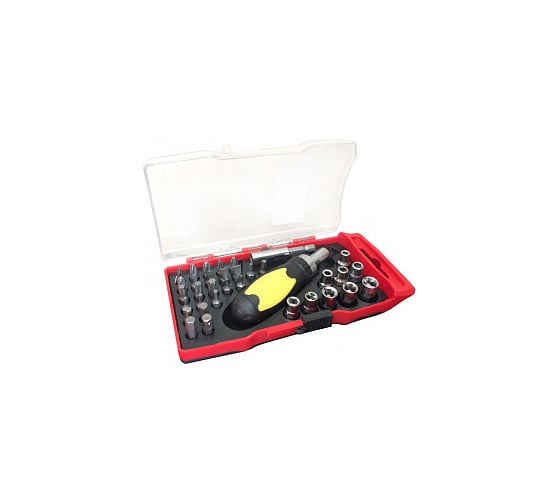 Реверсивная отвертка с набором бит, головок и адаптеров KingTul 1/4" 35пр KT35(922)