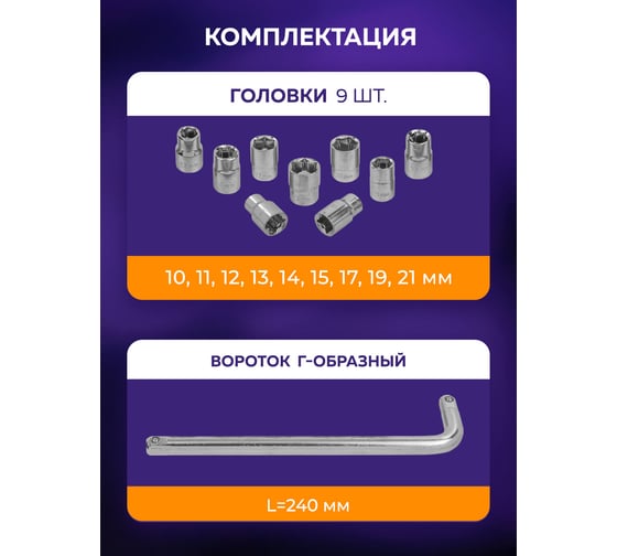 Набор инструментов MEGATOOLS 10 предметов 1/2 ( 6гр.) MT-4104-5(57965)