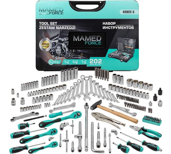 Набор инструментов MAMEDFORCE 202 предмета 1/4, 3/8, 1/2 (6гр.) MF-42022-5(58005) 1