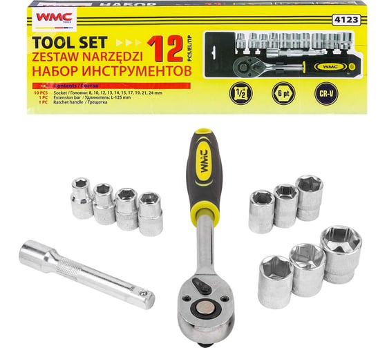 Набор инструментов WMC TOOLS 12 предметов 1/2 (6гр.) WMC-4123(61266)