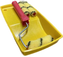 НАБОР Ванночка Малярок 15х29 см + МИНИ Валик "Тигр" 100 мм D 16 мм + 2 Ролика "полиакрил" "ТЕРМОФЬЮЖН" ворс 10 мм плот. 500 гр/м2. под ручку 6 мм 991-3102