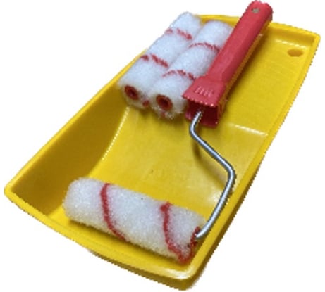 НАБОР Ванночка Малярок 15х29 см + МИНИ Валик "Красная Борода" 100 мм D 16 мм, "полиамид+п" "ТЕРМОФЬЮЖН" ворс 10 мм, плотность 550 гр/м2, под ручку 6 мм 551-3100