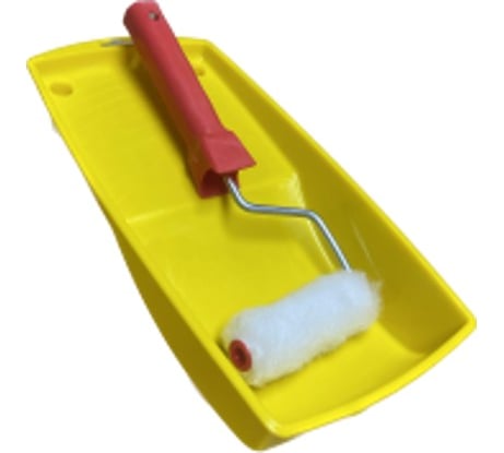 НАБОР Ванночка Малярок 15х29 см + МИНИ Валик "Желтая Борода" 100 мм D 16 мм "микрофибра" "ТЕРМОФЬЮЖН" ворс 10 мм, плот. 680 гр/м2, под ручку 6 мм  750-3100