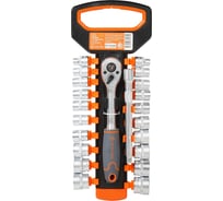 Набор головок с трещоткой Airline 3/8" 72Т 22пр. (8-21мм, дюйм. размеры 5/16"-7/8", удл. 150мм) ATAQ019