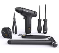 Набор ручного инструмента + шуруповерт DELI Home Series Black HT0208 8 предметов, софттач, Cr-V сталь 170248