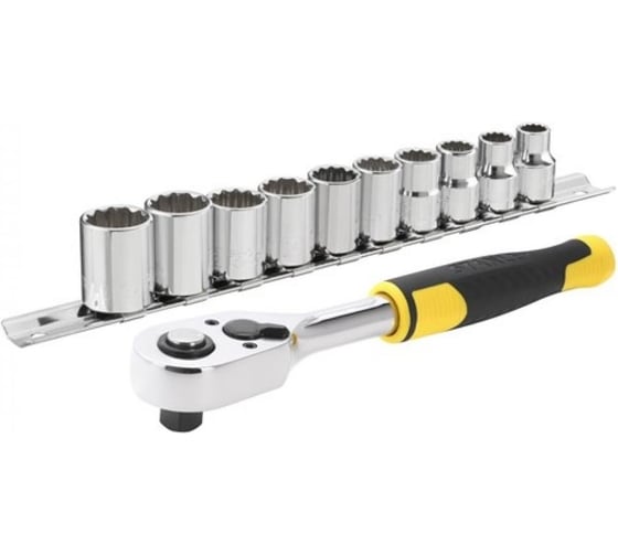 Набор торцевых головок Stanley 3/8", трещотка 72 зубца,  10 шт STMT82670-0 1