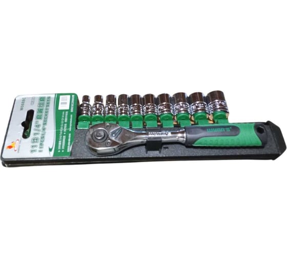 Набор торцевых головок с трещоткой WYNNS W0688C/ Tools 1/4", CrV, 5-14 мм, 11 шт. 00-00006977