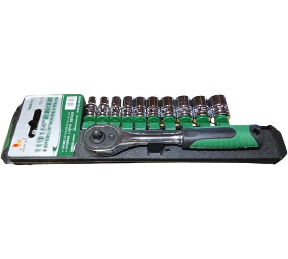 Набор торцевых головок с трещоткой WYNNS W0688C/ Tools 1/4", CrV, 5-14 мм, 11 шт. 00-00006977