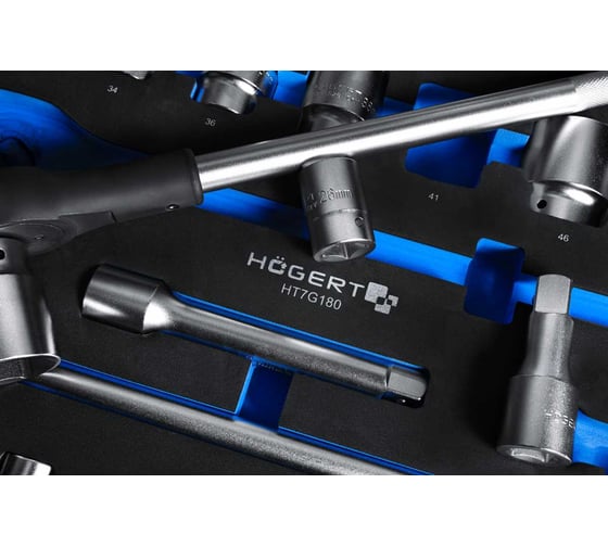 Набор инструментов с трещоткой HOEGERT TECHNIK 3/4", 20 шт., ложемент EVA HT7G180