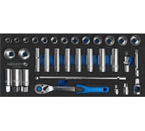 Набор инструментов с трещоткой HOEGERT TECHNIK 3/8", 33 шт., ложемент EVA HT7G165