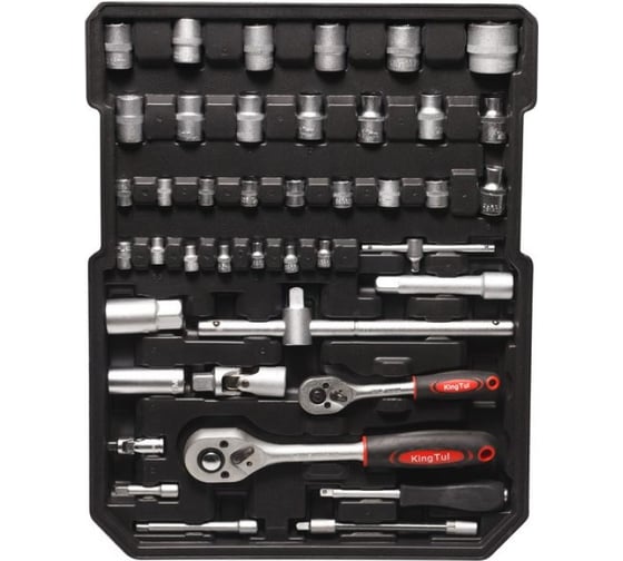 Набор инструментов KINGTUL 186 пр, 1/4", 1/2", 6-гр, дорожный кейс 10049 KT186