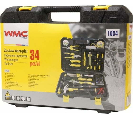 Набор инструментов для электрика WMC TOOLS 34пр WMC-1034(47738)