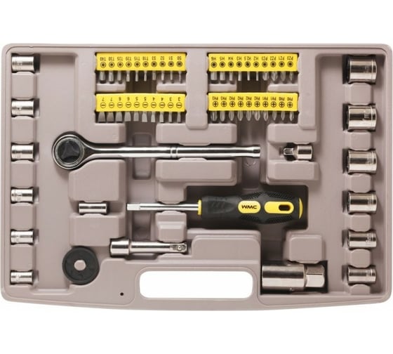 Набор инструментов WMC TOOLS 135пр, 1/4, 6гр, в кейсе с выдвижными полками 30135