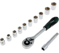 Набор торцевых головок ТУНДРА, трещотка, CrV, 1/2", 10 - 24 мм, 12 предметов 1123612