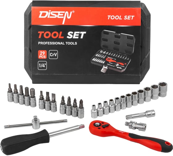 Набор инструментов Disen 29 предметов 1/4''(6гр) (4-13мм) DS-2292-5(50777) 1