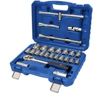Набор головок торцевых с трещоткой КОБАЛЬТ 1/2", Cr-V, 25 предметов, кейс 919-593