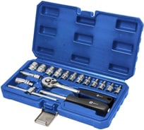 Набор головок торцевых с трещоткой КОБАЛЬТ 1/4", Cr-V, 17 предметов, кейс 919-555