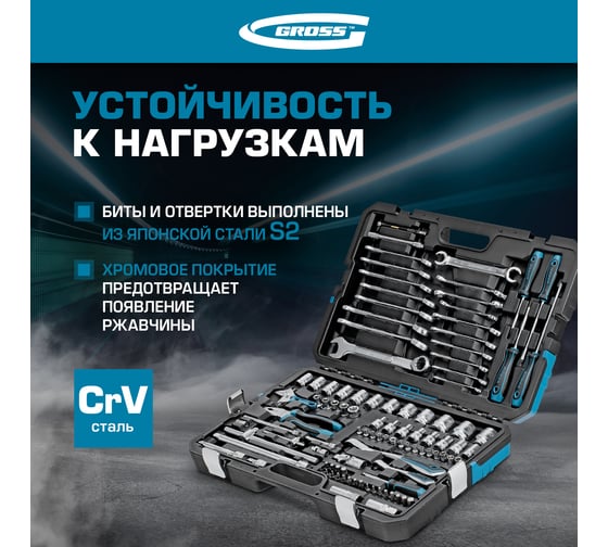 Набор инструментов GROSS 101 предметов, 120 зубьев, CrV, 1/4, 1/2 14151
