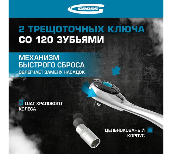 Набор инструментов GROSS 101 предметов, 120 зубьев, CrV, 1/4, 1/2 14151