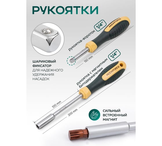 Набор инструментов Rockforce 1/4", 3/8", 1/2", 6гр, 12гр, 4-32 мм, 216 предметов RF-38841 Premium(62025)