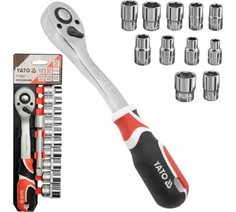 Набор головок с трещоткой YATO 1/2", 12 пр YT-38821