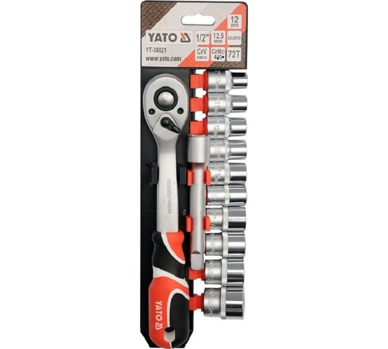 Набор головок с трещоткой YATO 1/2", 12 пр YT-38821