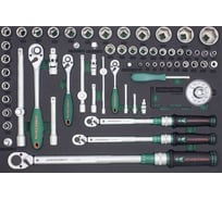 Набор ключей динамометрических Jonnesway T27166SV 1/4DR 2-10 Нм, 3/8DR 10-60 Нм , 1/2DR 40-200 Hм и головок торцевых с аксессуарами в EVA ложементе, 66 предметов 046903