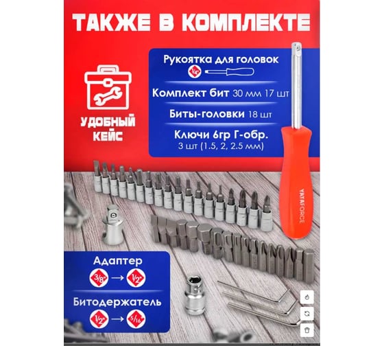 Набор инструмента КЭС 108 предметов, в кейсе, YATAFORCE, 52567 КЭС52567
