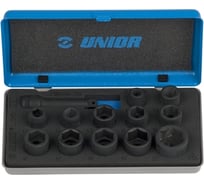 Набор торцевых головок Unior ударных, шестигранных, 3/8", 16 предметов, в металлическом кейсе, 8-22 мм 3838909125909