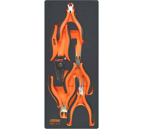 Набор шарнирно-губцевого инструмента для электрика CUSTOR 5 предметов, в ложементе VCS1/4 PRO-3-4