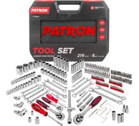 Набор инструментов PATRON 216 пр: 1/4, 3/8, 1/2, 4-32 мм, 6 граней P-38841(47369)
